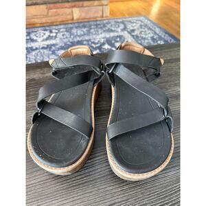 Teva Black & Brown Platform Madera Wedge Sandal Sz. 8.5